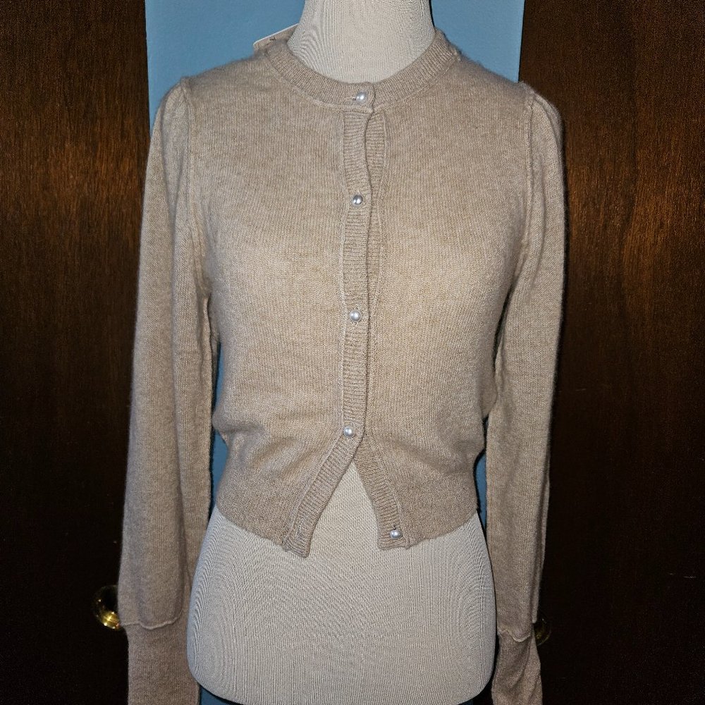 Free People Beige Cropped Button Cardigan